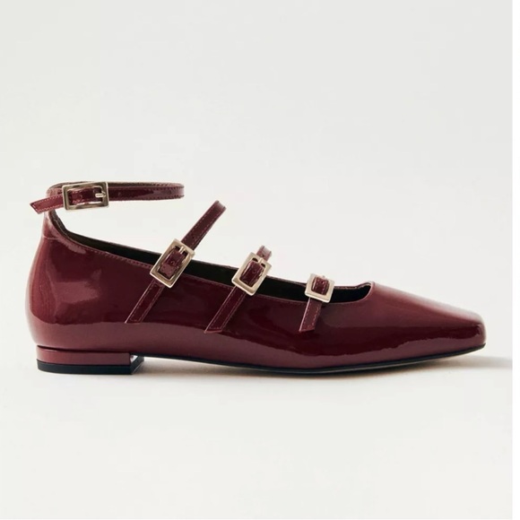 ALOHAS Shoes - Alohas Luke Patent Leather Mary Jane Flats in Wine Burgundy Red